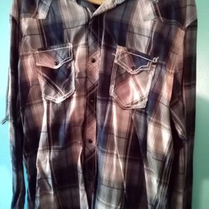 BKE Plaid button up shirt. Blue, Tan, Brown XL
